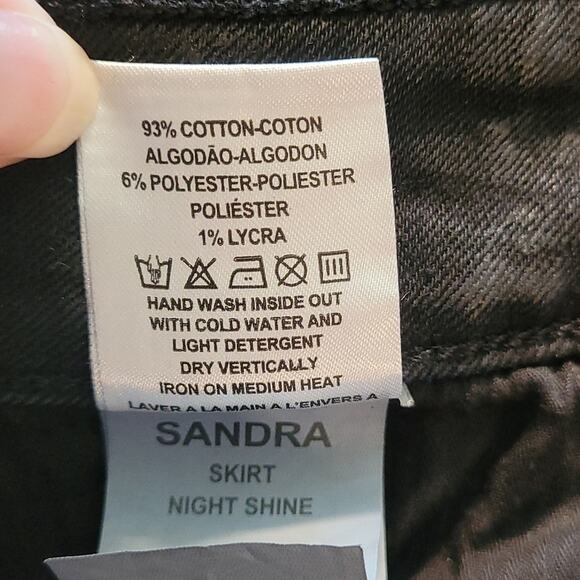 DL1961 Sandra Night Shine Black Coated Lace‑Up Denim Mini Skirt L NWT - Picture 10 of 16